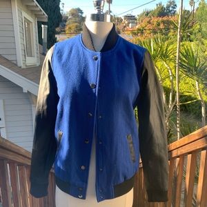 Black and Blue Varsity Bomber jacket